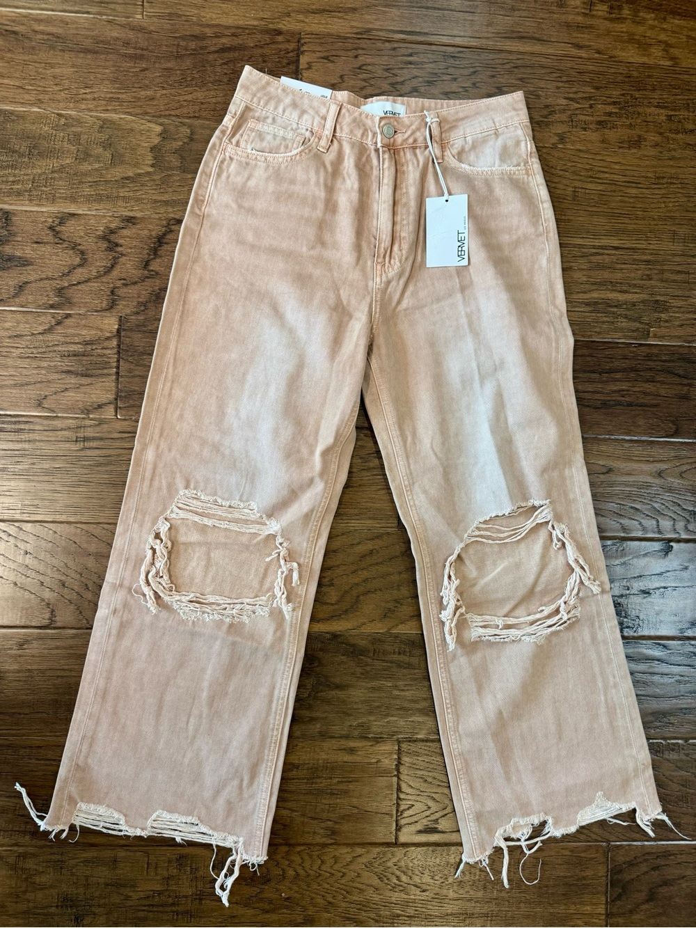 VERVET Light Brown High-Rise Distressed Vintage Flare Jeans - Picture 1 of 6